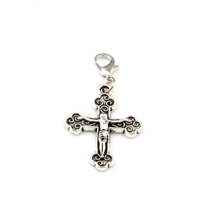 100Pcs Jesus Christ Crucifix Cross Charm Bead With Lobster Clasp