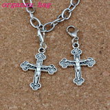 100Pcs Jesus Christ Crucifix Cross Charm Bead With Lobster Clasp