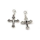 100Pcs Jesus Christ Crucifix Cross Charm Bead With Lobster Clasp