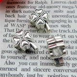 100Pcs Antique Silver Lucky Clover Beads Metal Plant Beads