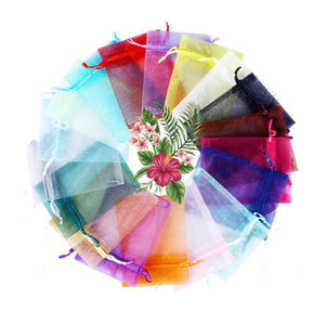 100Pcs/lot Organza Drawstring Bags Jewelry Packaging Bags Candy Wedding Pouches