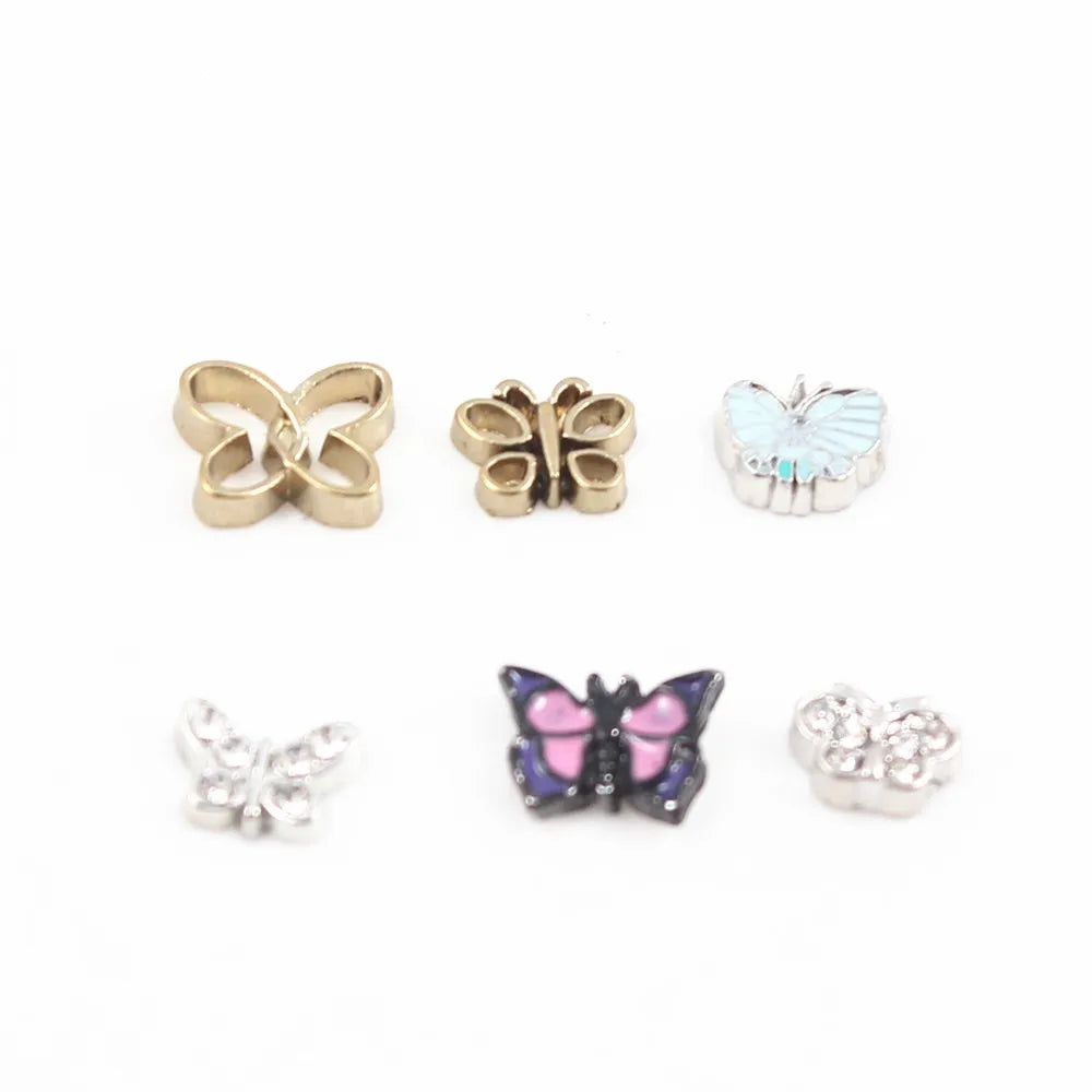 100 Pcs Butterfly Charm Bee Floating Charms for Floating Locket