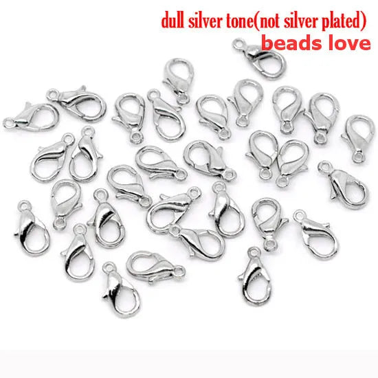 100Pcs/lot Zinc Alloy Jewelry Findings Lobster Clasp Hooks Vintage Clasps 12mm