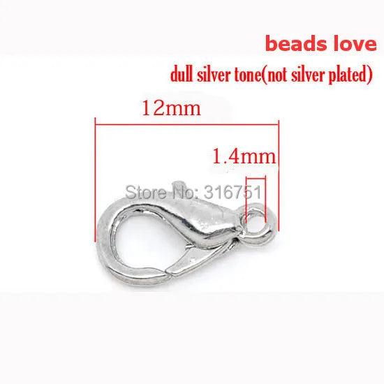 100Pcs/lot Zinc Alloy Jewelry Findings Lobster Clasp Hooks Vintage Clasps 12mm