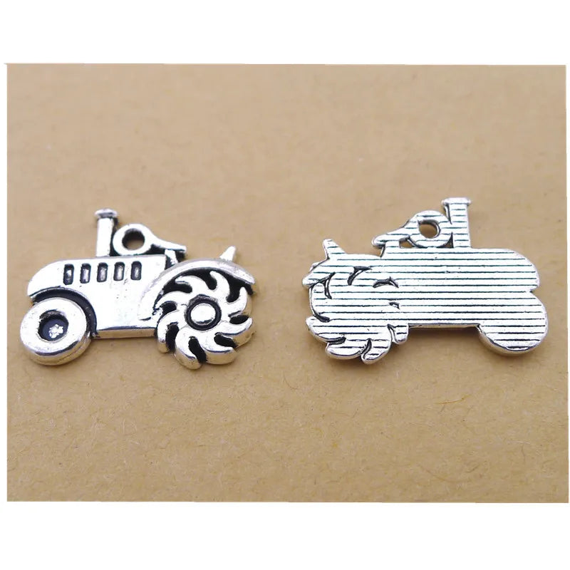 100Pcs Tractor Charms 15x20MM Agricultural Tools Jewelry DIY