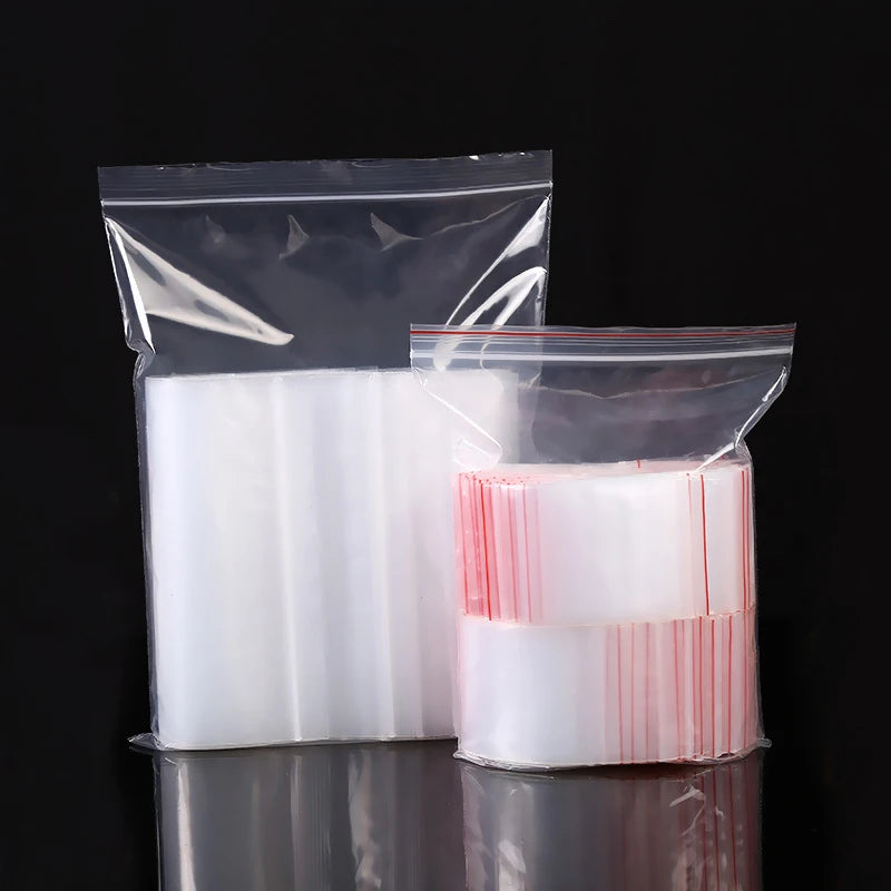 100Pcs Transparent Plastic Jewelry Zip Lock Pouches Wedding Gift Bags