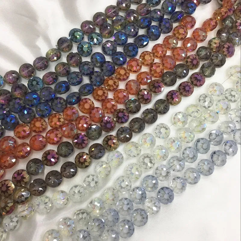100Pcs/pack 14*7MM Drum Flower Glass Crystal Bead Strand Loose Beads