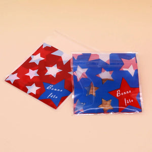 100Pcs Red Star Cookies Biscuits Self-adhesive Bags Wedding Cake Candy Gift Bags