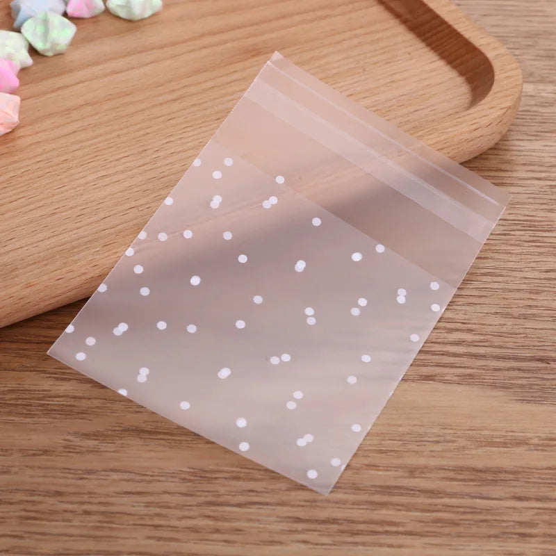 100Pcs Self-adhesive Gift Packing Bags Biscuit Storage Candy Plastic Ziplock Bag
