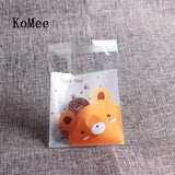 100Pcs Self-adhesive Gift Packing Bags Biscuit Storage Candy Plastic Ziplock Bag