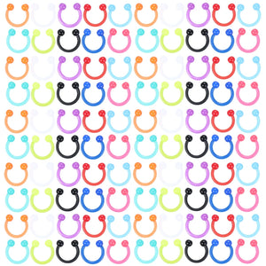 100Pcs Acrylic Circular Horseshoe Nose Ring Nipple Hoop Lip Piercing Jewelry