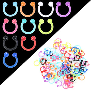 100Pcs Acrylic Circular Horseshoe Nose Ring Nipple Hoop Lip Piercing Jewelry