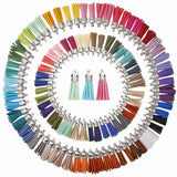 100pcs Silver Plated Cap Leather Tassel Pendants - DIY Accessories