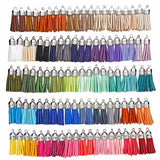 100pcs Silver Plated Cap Leather Tassel Pendants - DIY Accessories