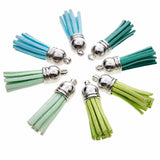 100pcs Silver Plated Cap Leather Tassel Pendants - DIY Accessories