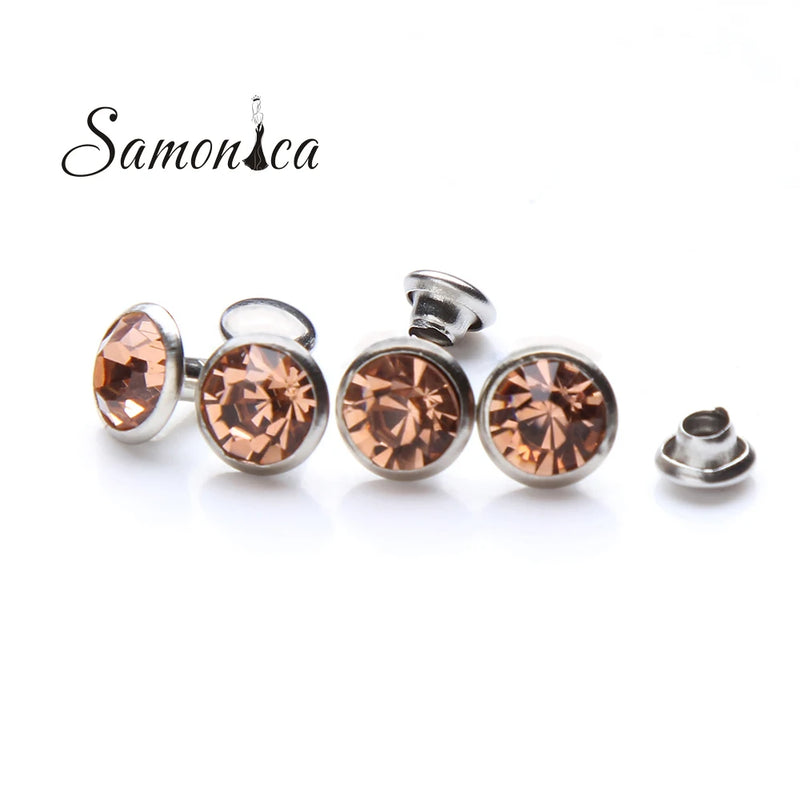 6mm Champagne A+++ Copper Spikes & Studs Crystal Rivets For Leather Craft