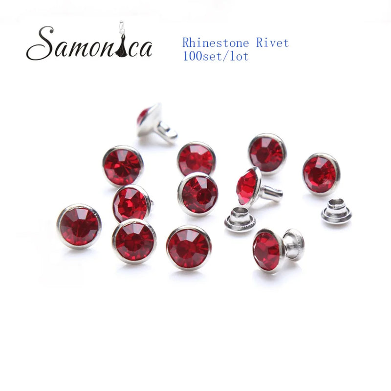 6mm LightSiam Red A+++ Copper Spikes & Studs Crystal Rhinestone Rivets