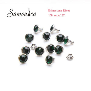 100 Emerald Copper Spikes Studs Crystal Rivets Leather Decorative Crafts DIY