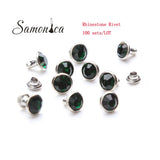 100 Emerald Copper Spikes Studs Crystal Rivets Leather Decorative Crafts DIY