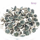 100pcs 8mm Gray/Black Copper Spikes and Studs Crystal Rhinestone Rivets