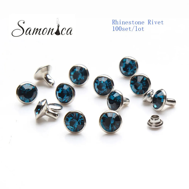8mm Indicolite A+++ Rivets For Leather Bags Shoes Decorative Crafts