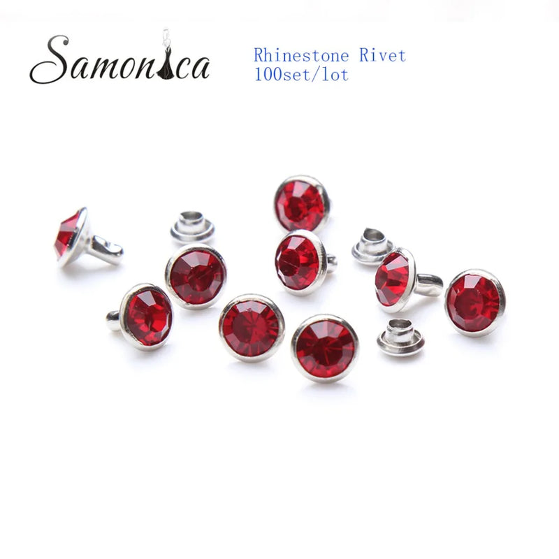 8mm LightSiam Red Copper Spikes and Studs Crystal Rivets
