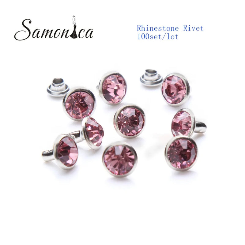 8mm Pink A+++ Copper Spikes Crystal Rhinestone Rivets for Decorative Crafts