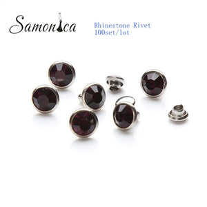 100 Sets 8mm Amethyst Copper Spikes and Studs Rivets For DIY Crafts
