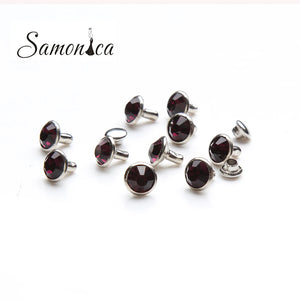 100Pcs 8mm Amethyst Rhinestone Rivets Studs for Clothing Bag Leather
