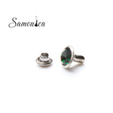 100 Sets 8mm Emerald Crystal Rhinestones Rivets Metal Base Studs