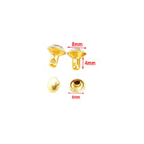 100Sets 8mm Golden Metal Base Amethyst Crystal Rhinestone Rivets Studs