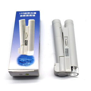 100X Jewelry Gem Reading Microscope Magnifier Loupe with LED Light
