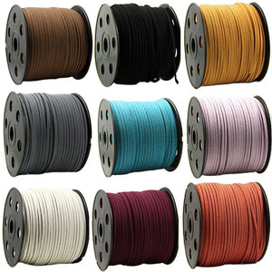 100Yards/lot 3mm Flat Faux Suede Velvet Leather Braided Cord String Rope