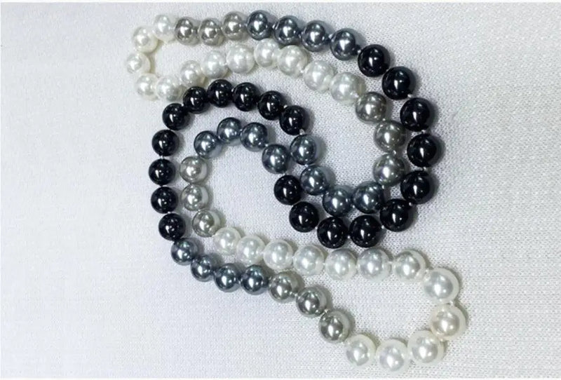 39in 10mm Gray Shell Pearl Necklace - Natural South Sea Shell Pearl
