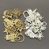 100g Random Mix Styles Charms Pendant Antique Silver Color Tibetan Alloy