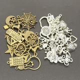 100g Random Mix Styles Charms Pendant Antique Silver Color Tibetan Alloy