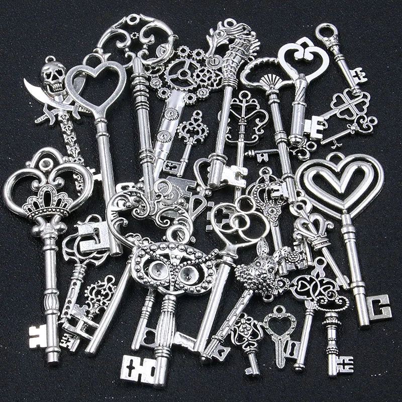 6 Mixed Key Charms Metal Pendant for DIY Jewelry Making