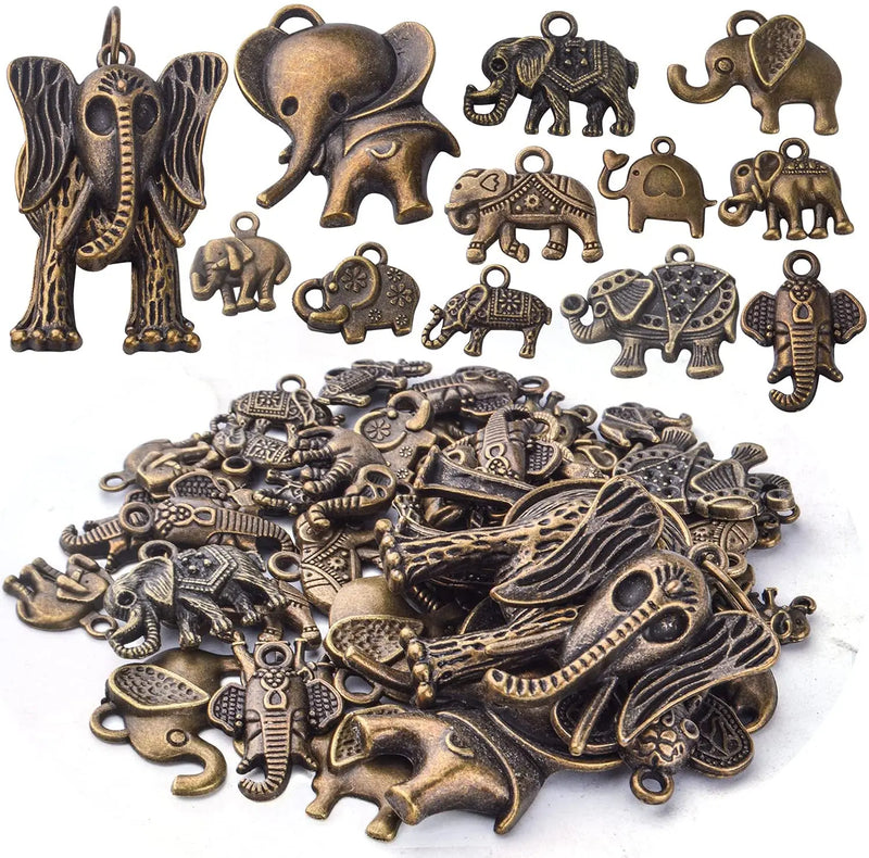 100g Elephant Charms Tibetan Alloy Pendant DIY Necklace Bracelet Making