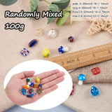 100g Mixed Lampwork Beads Evil Eye/Mushroom/Heart Shape Charms