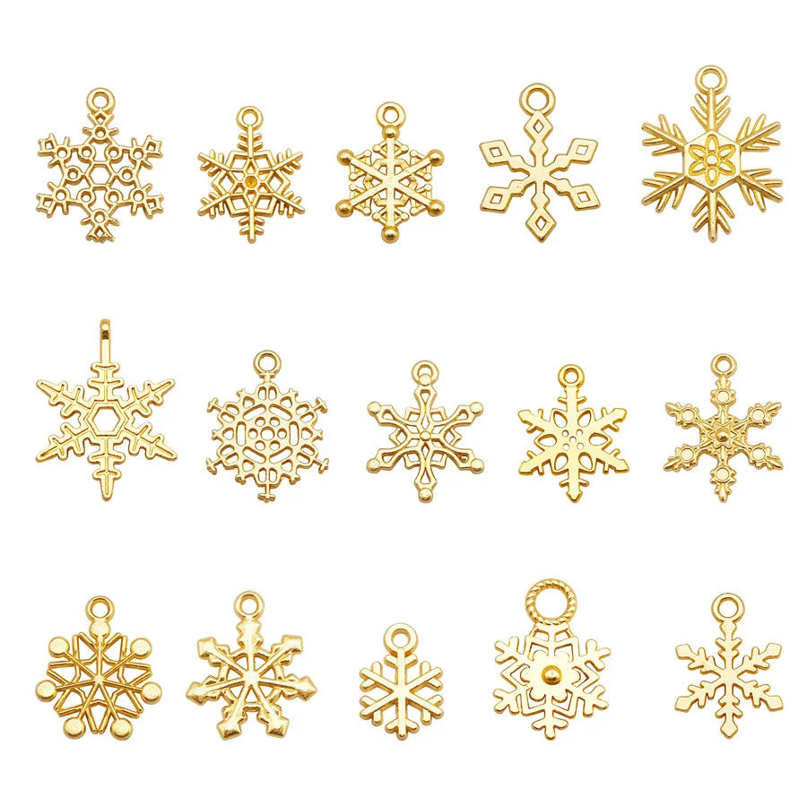 100g/Pack Mixed Alloy Christmas Snowflake Charms Xmas Decor