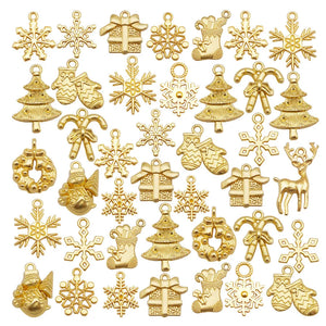 100g/Pack Christmas Charms Mixed Alloy Santa Claus Snowman Pendant Xmas Decor