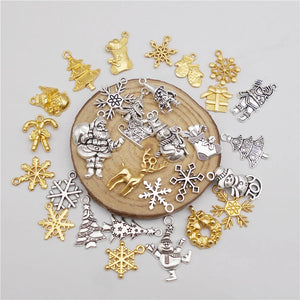 100g/Pack Christmas Charms Mixed Alloy Santa Claus Snowman Pendant Xmas Decor
