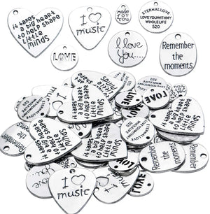 100g Silver Words Charms Pendants DIY Jewelry Making Findings