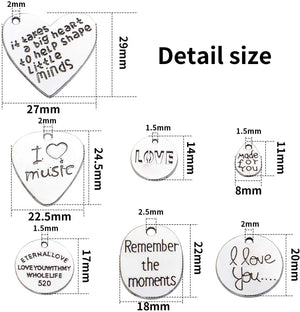 100g Silver Words Charms Pendants DIY Jewelry Making Findings