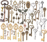 100g Vintage Key Shaped Pendants Mixed Skeleton Charms DIY Jewellery Findings