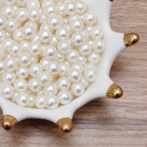 100g Round Beige ABS Loose Beads For Jewelry Making