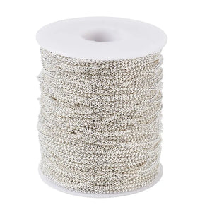 100m 1.5mm Iron Ball Bead Chains Soldered Links Necklace Bracelet Jewelry
