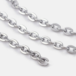100m Roll 3x2x0.6mm Lead Oval Iron Cross Chains on Reel for DIY Jewelry Making