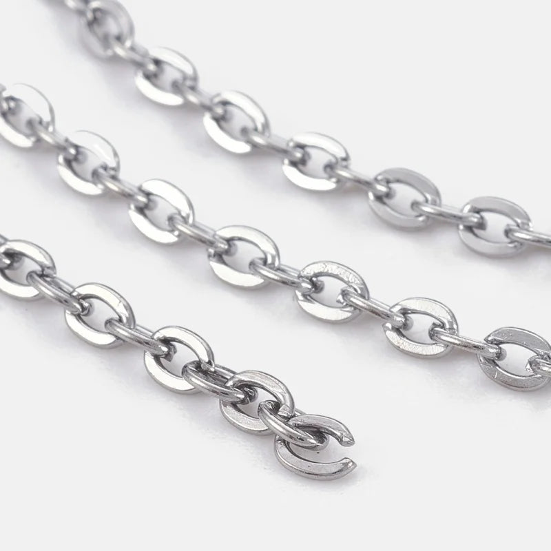 100m Roll 3x2x0.6mm Lead Oval Iron Cross Chains on Reel for DIY Jewelry Making