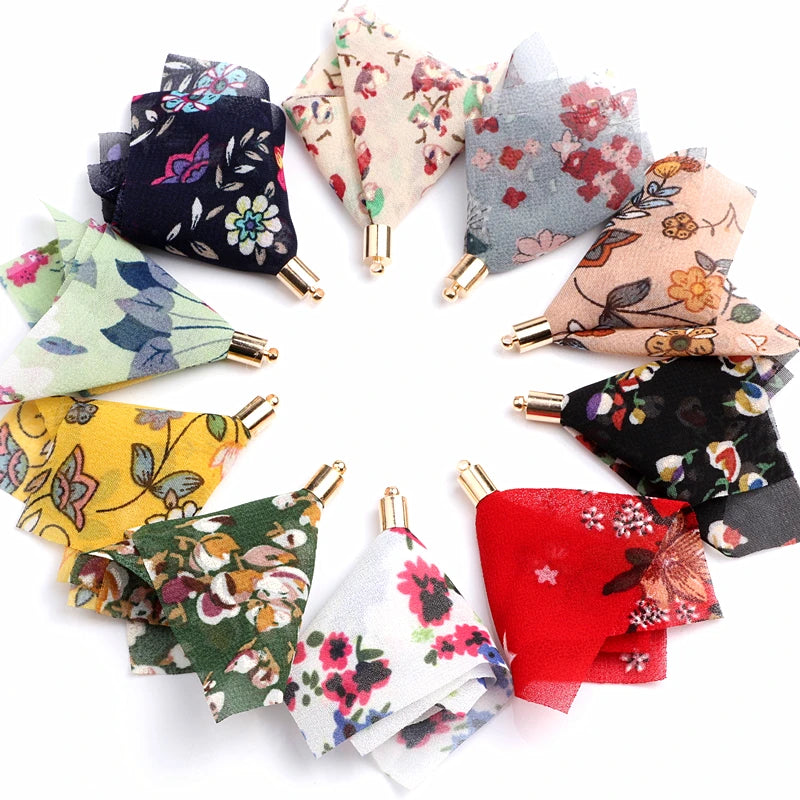 Chiffon Flower Tassel Fabric Charms Keychain Handbag Pendant